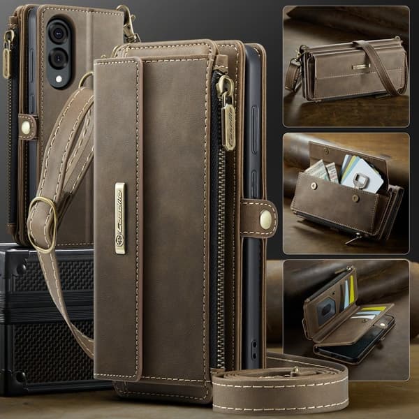 CASEME Samsung Galaxy S25 Edge Plånboksfodral Konstläder Brun