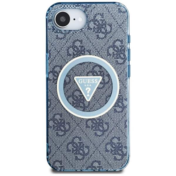 Guess Telefontaske til iPhone 16e Magsafe Metal Glitter - Blå