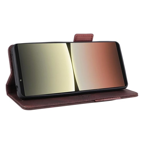 Sony Xperia 5 IV Wallet Case Decor Magneettinen lukko - ruskea
