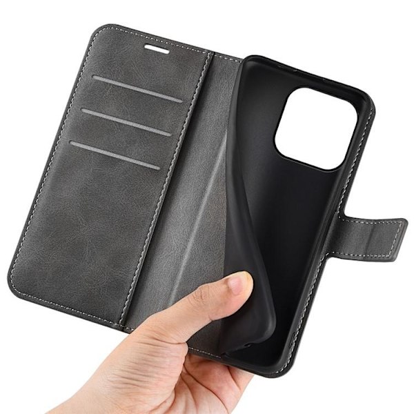 iPhone 15 Plus Plånboksfodral Calf Flip Folio - Grå Grå