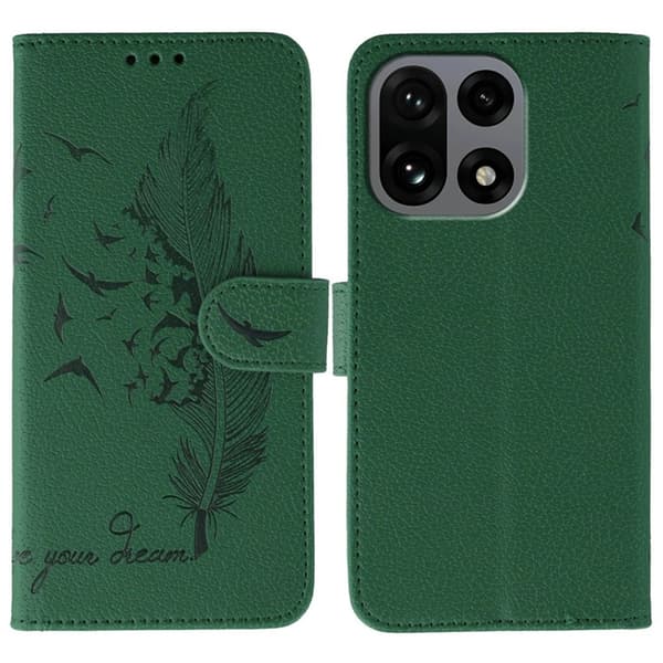 OnePlus 15 5G Plånboksfodral Imprint PU Läder Grön