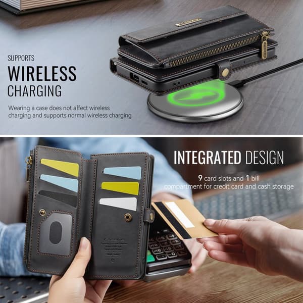 CaseMe Plånboksfodral för Samsung Galaxy S26 Plus Konstläder RFID - Svart