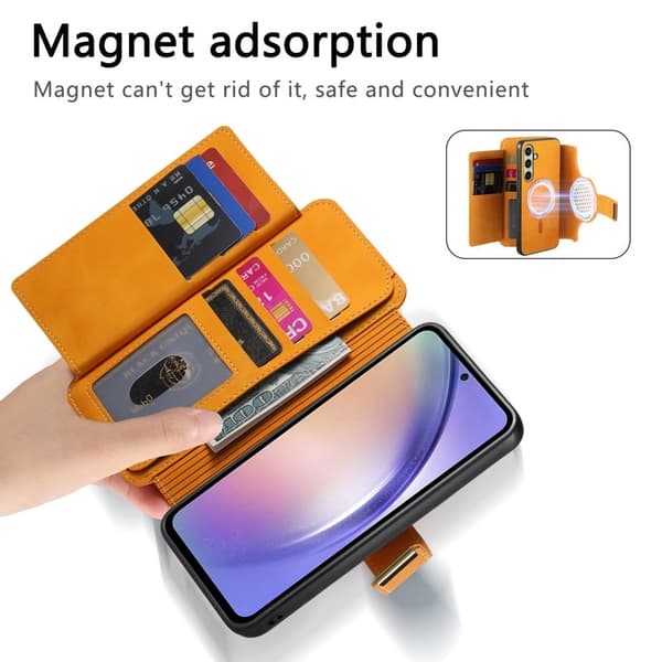 Samsung Galaxy A55 5G Plånboksfodral Konstläder Magnetiskt - Gul