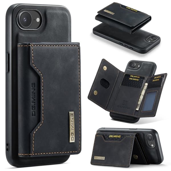 DG.MING M2 Series Mobilskal till iPhone 16e PU + PC + TPU - Svart