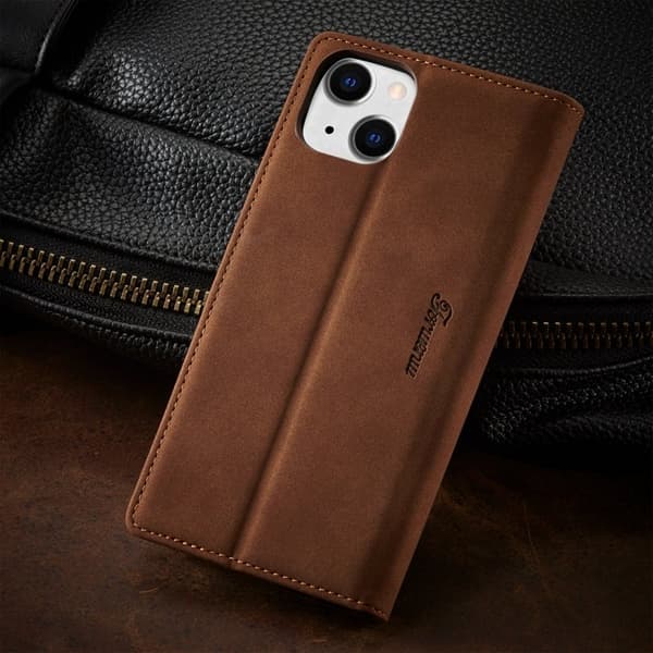 FORWENW iPhone 14 Plus F1 Series Flip Plånboksfodral Konstläder - Brun
