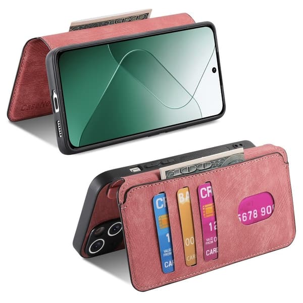 CASENEO Xiaomi 14 Plånboksfodral Konstläder - Detachable - Rosa
