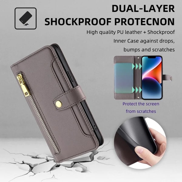 Galaxy A12 Plånboksfodral Konstläder - Grå Grå