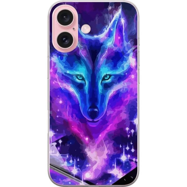 Telefontaske til Apple iPhone 16 med Neon Wolf