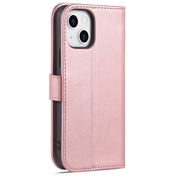 AZNS iPhone 14 Plus Plånboksfodral Konstläder - Stöttålig - Roséguld