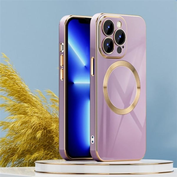 iPhone 14 Pro Magsafe -kotelo Gold Edge - violetti