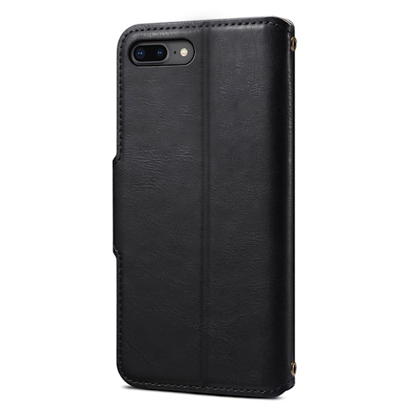 DENIOR iPhone 7 Plus / 8 Plus Plånboksfodral Konstläder Svart