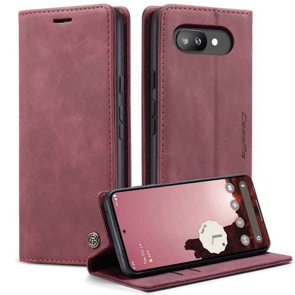 CASEME 013 Plånboksfodral för Google Pixel 9a i Röd KonstLäder