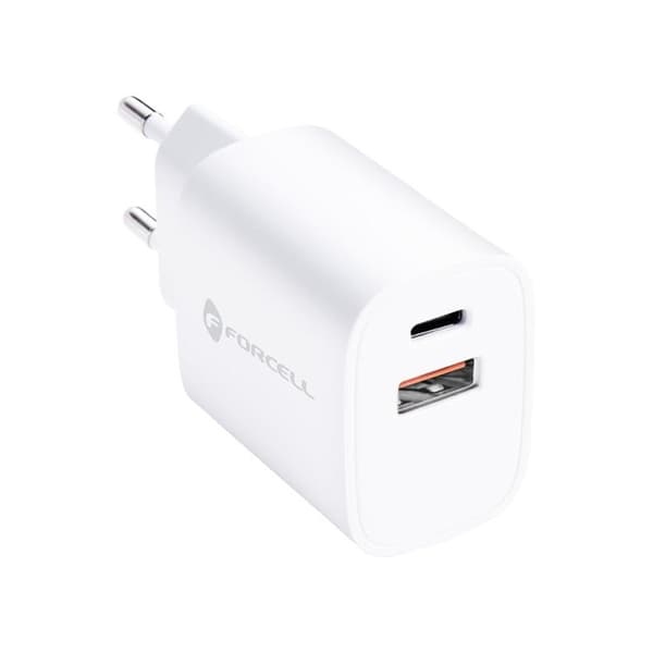 Forcell Väggladdare USB-C/USB-A 30W - Vit Vit