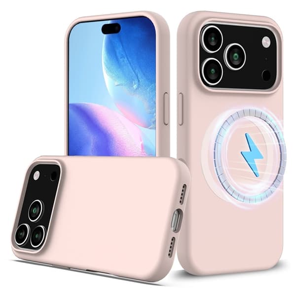 Mobilskal till iPhone 17 Pro MagSafe Silikon Anti-Drop - Rosa Rosa