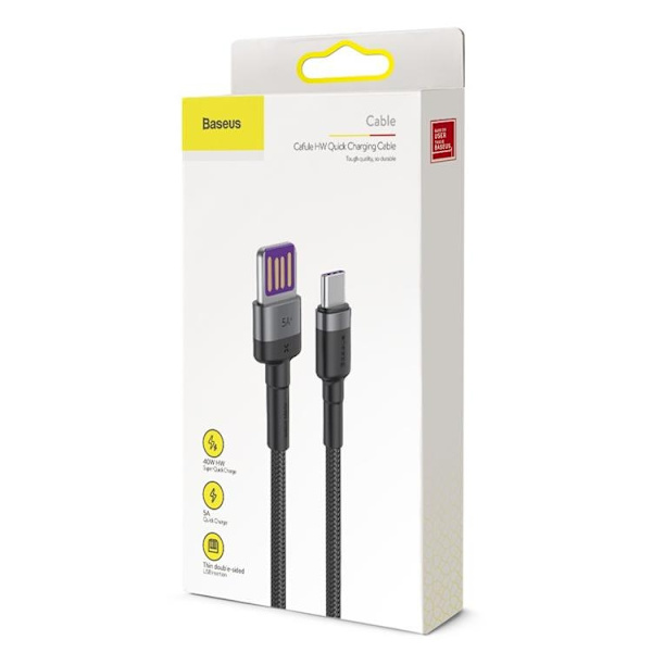 Baseus Cafule USB-C till USB-A kabel 40W 1m - Svart/Grå Svart