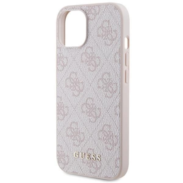Guess Mobilskal till iPhone 15 Metall Gold Logo - Rosa Rosa