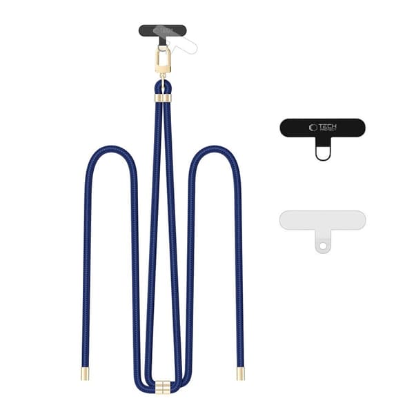 Tech-Protect Mobilrem Crossbody C7S - Marinblå/Guld Blå