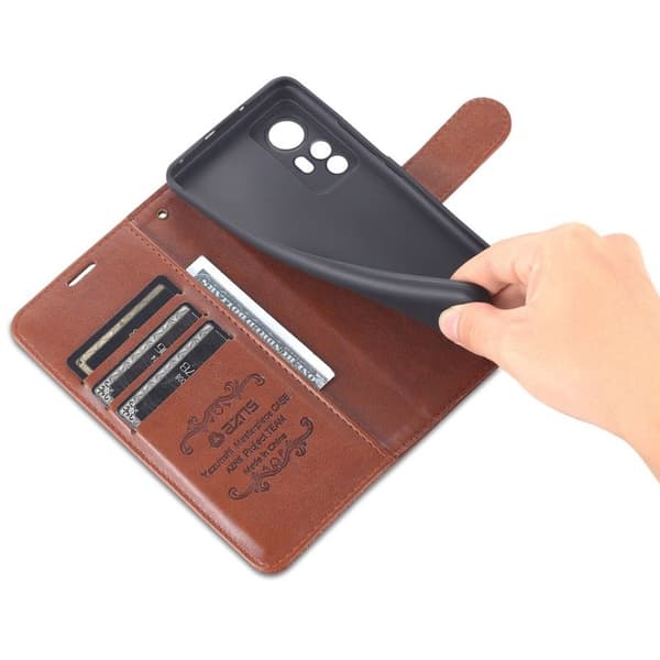 AZNS Xiaomi 12 Lite Plånboksfodral Konstläder - Brun