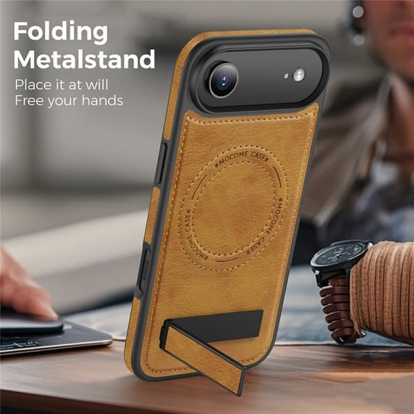 Mobilskal till iPhone Air MagSafe Kickstand Läder - Brun Brun