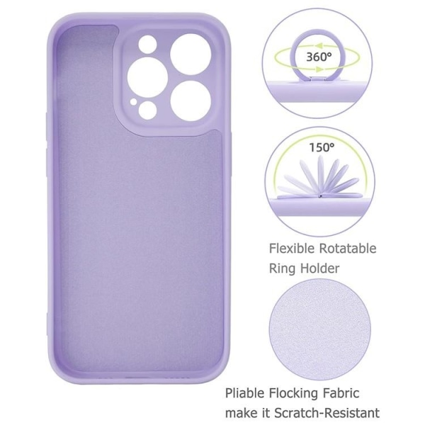 iPhone 15 Pro Mobilcover Ringholder Liquid Silikon - Lyslilla