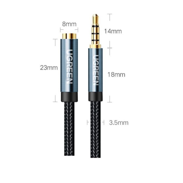 Ugreen Adapter Kabel Extension AUX Minijack 3.5 mm 1.5m - Blå