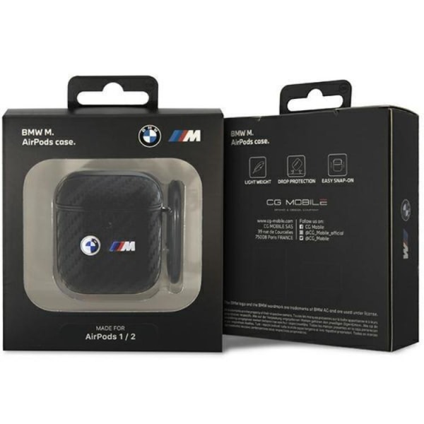 BMW Airpods 1/2 Skal Carbon Double Metal Logo - Musta