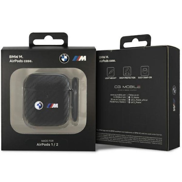 BMW Airpods 1/2 Skal Carbon Double Metal Logo - Sort