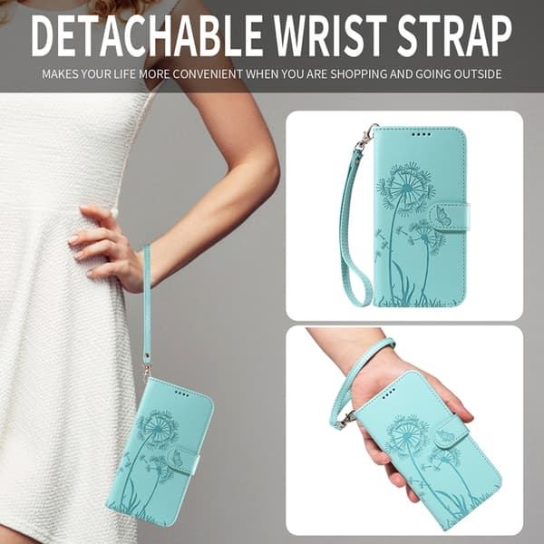 Sony Xperia 10 VII Plånboksfodral Strap Dandelion Konstläder - Grön Grön