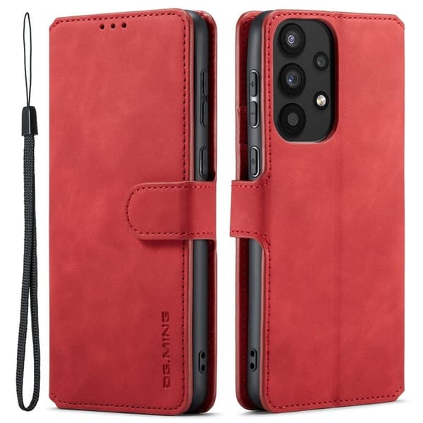 DG.MING Samsung Galaxy A33 5G Konstläder Plånboksfodral Retro Röd