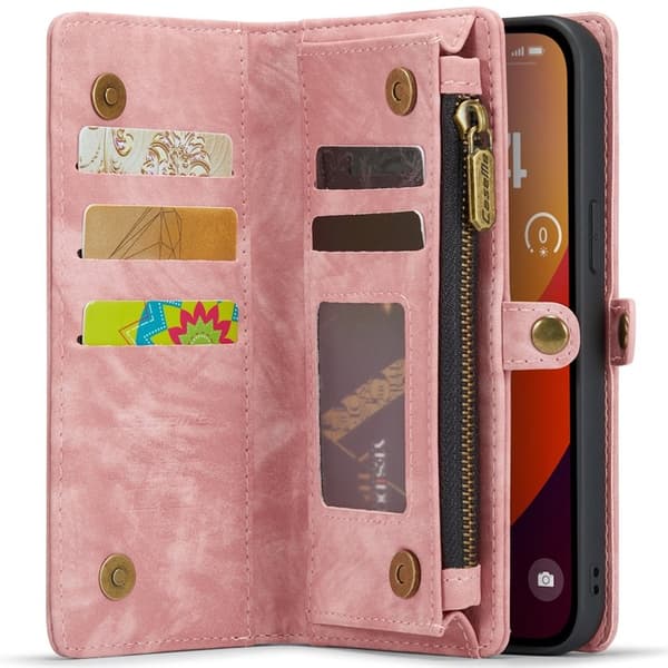 CASEME 008 iPhone 16 Pro Plånboksfodral Konstläder med - Rosa