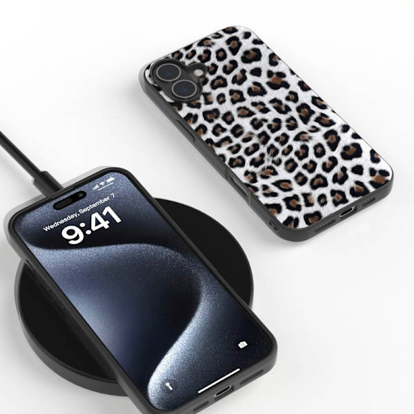 ABEEL Mobilskal till iPhone 16 PU Läder Leopard - Silver
