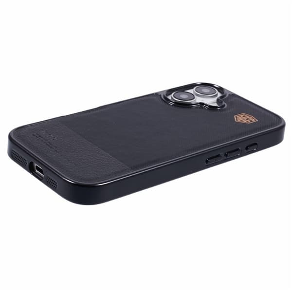 KIGC Mobilskal till iPhone 16 Electroplating PC + TPU + PU Svart