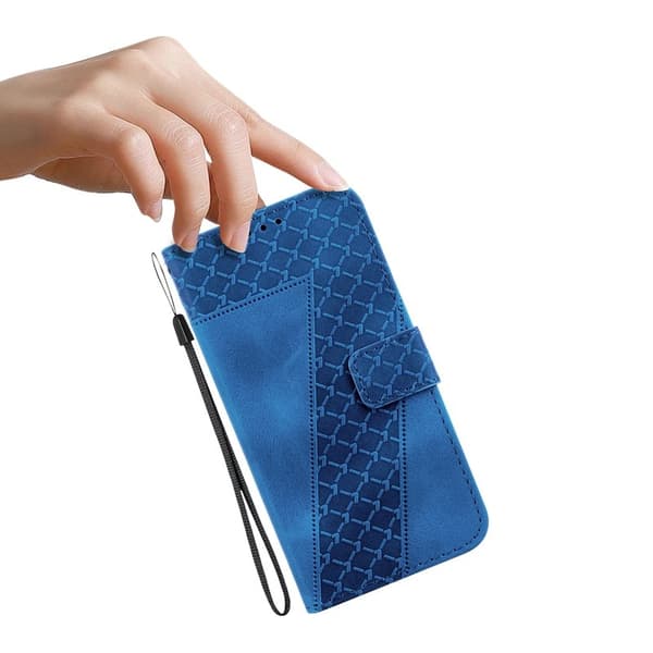 Samsung Galaxy S26 / S26 Pro Ställskal 7-formad Mönster KonstLäder - Blå