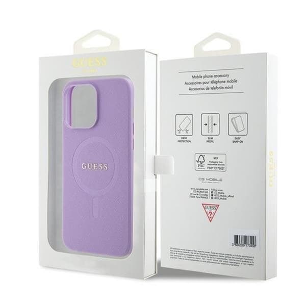 Guess Mobilskal till iPhone 15 Pro Magsafe Saffiano - Lila Lila
