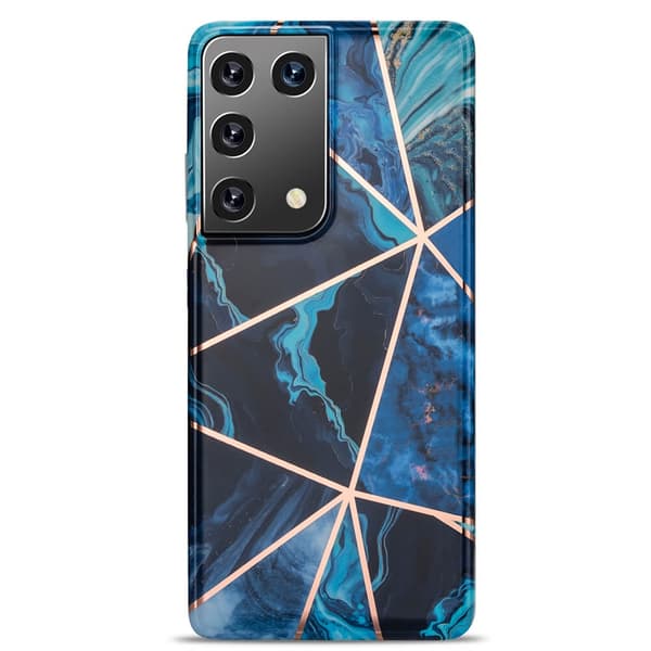 BOOM - Grid skal Galaxy S21 Ultra - Blå Marmor Blue