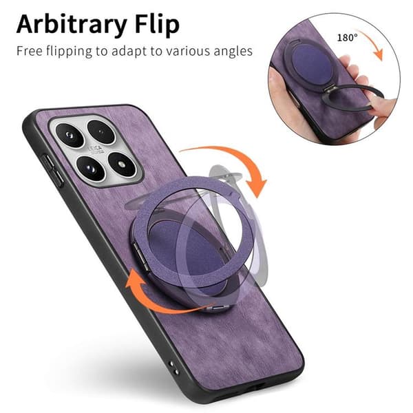 Mobilskal för Xiaomi 17 Retro Läder Rotating Kickstand Lila