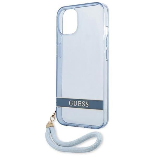 Guess iPhone 13 Kuori läpikuultava hihna - Sininen Blå