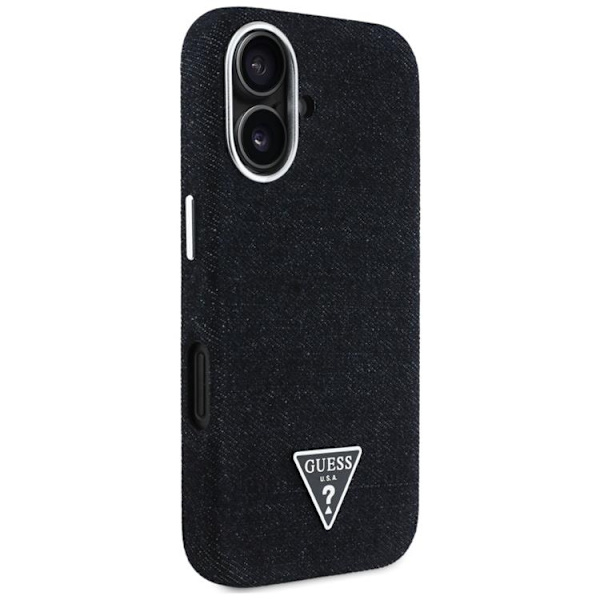 Guess Telefontaske til iPhone 16 MagSafe Denim Triangle Logo - Sort