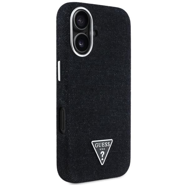 Guess Telefontaske til iPhone 16 MagSafe Denim Triangle Logo - Sort Svart