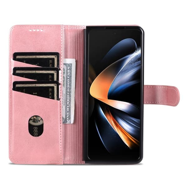 AZNS Samsung Galaxy Z Fold4 Plånboksfodral Konstläder - Roséguld