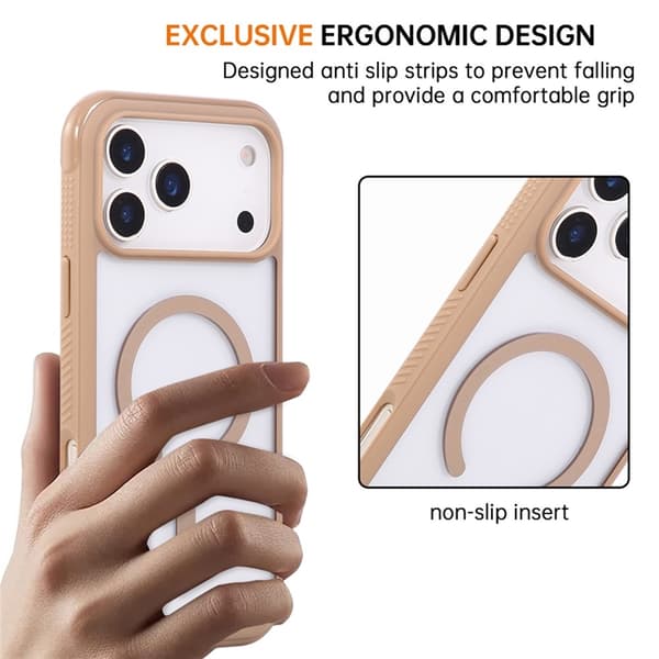Mobilskal till iPhone 17 Pro Max MagSafe TPU+PC Transparent - Brun Beige