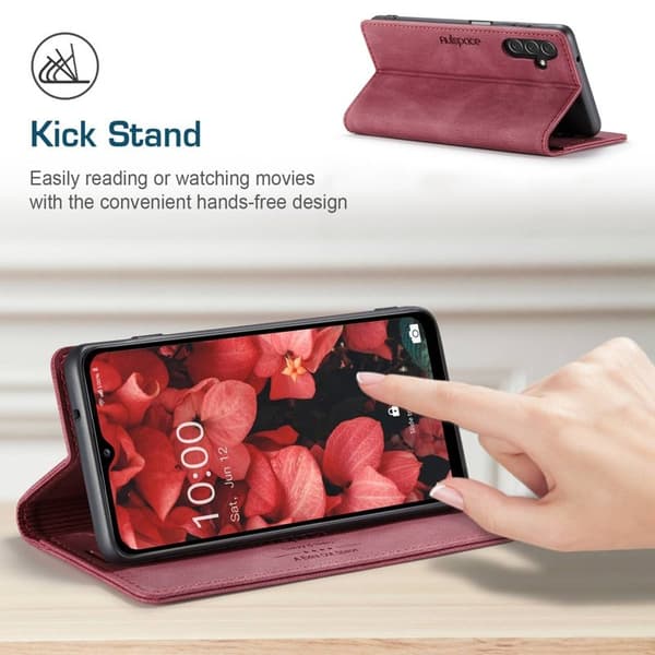 AUTSPACE A01 Plånboksfodral för Samsung Galaxy A13 5G - Konstläder - Röd