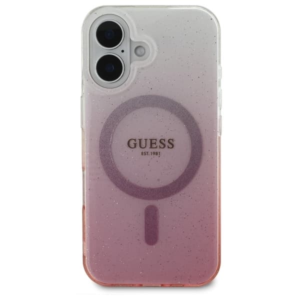 Guess Mobilskal till iPhone 16 6.1 MagSafe IML Glitter Gradient - Rosa