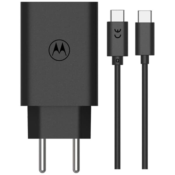 Motorola Hurtigoplader 50W 1xUSB-A 1xUSB-C med 1m Kabel TurboPower - Sort Svart