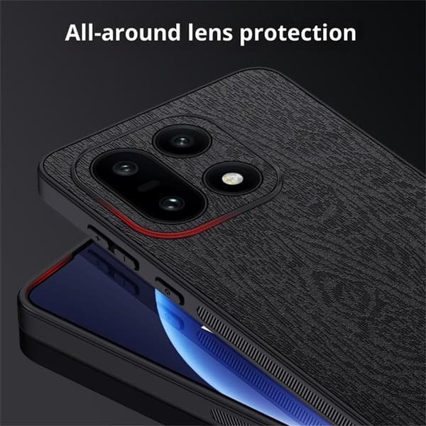 Mobilskal till OnePlus 15 5G Wood Texture PU Läder - Blå Blå