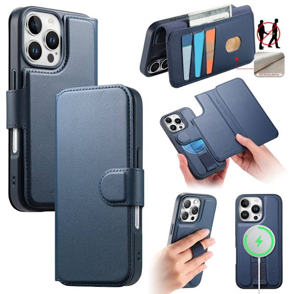 CASENEO iPhone 16 Pro Plånboksfodral Konstläder - Blå
