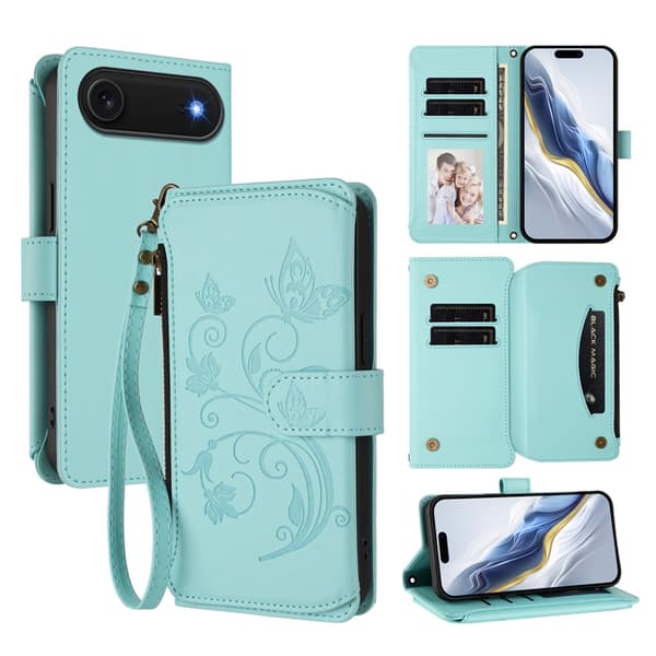 iPhone Air Plånboksfodral Butterfly Floral Imprint - Mintgrön Grön