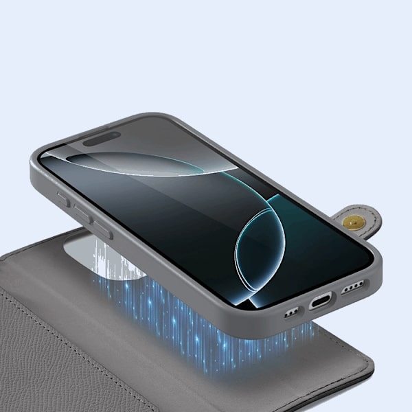 Dux Ducis iPhone 16 Pro Plånboksfodral Lawa Läder - Grå Grå