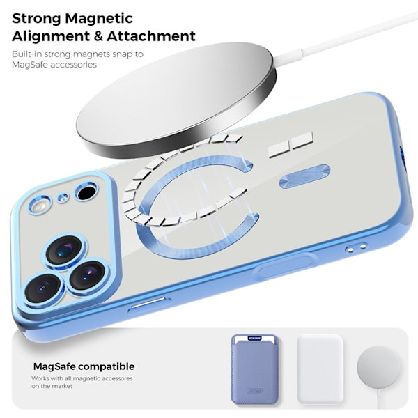 Mobilskal till iPhone 17 Pro Max MagSafe Korthållare TPU + PC - Blå Blå