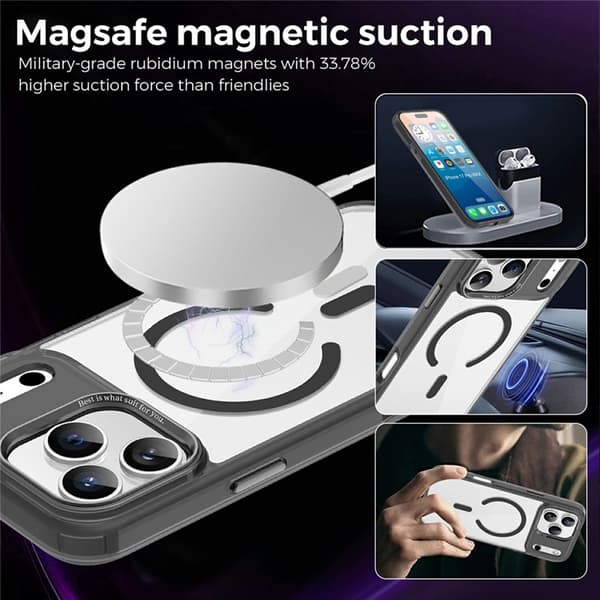 Mobilskal till iPhone 17 Pro Max MagSafe Transparent TPU+PC - Svart Svart